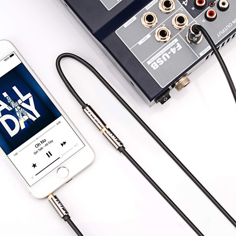 J&D 6.35mm (1/4 inch) to 3.5mm (1/8 inch) Headphone Jack Adapter 3 Feet, Gold Plated 3.5mm Female TRS to 6.35mm Male TRS Stereo Audio Cable for Guitar Amp, Amplifiers, Headphones Extension Cable - Image 5